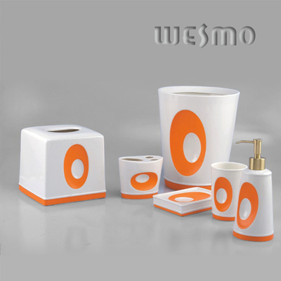 6 Piece Orange Porcelain Bathroom Accessories Sets