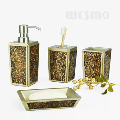 White and Brown High - End And Luxury Broken Glasses Polyresin Bathroom Set (WBP0837B)