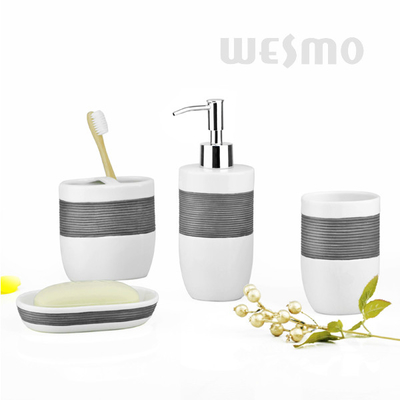 Hand Brush Painting Square Porcelain Bathroom Set For Women