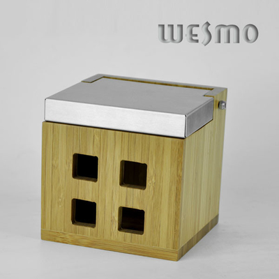 WTB0310B Eco - Friendly Stainless Steel and Bamboo Jewelry Box With Mirror