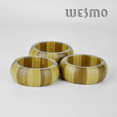 Water Resistant Carbonized Colour Bamboo Napkin Rings with Horizontal Grain