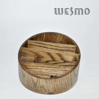 Custom OEM Round Bamboo Jewelry Box Holder with Four Terraced Parts