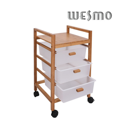 Carbonize Finishing Triple Tier Bamboo Bathroom Trolley for Home / Hotel