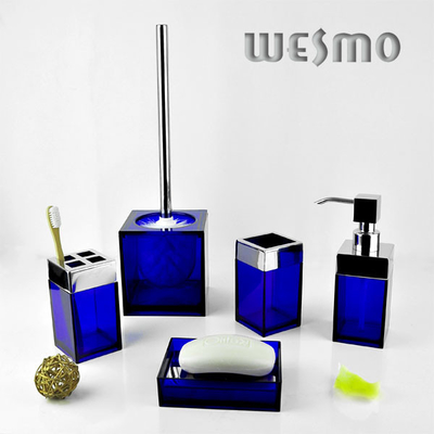 Personalized Blue Plastic Complete Bathroom Set